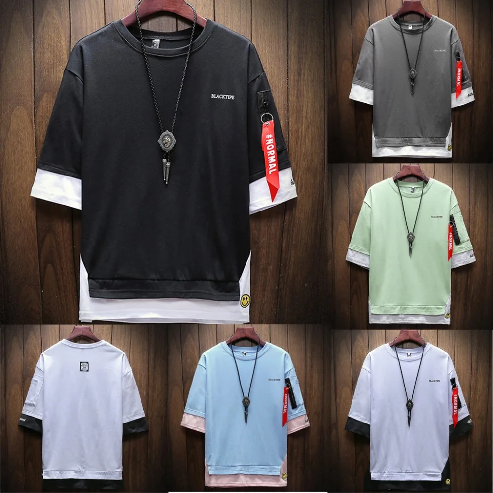 2019 Fashion Summer Shirts Short Sleeve Men T-Shirt O-Neck Hip Hop Fake Two Patchwork Hemline Streetwear TShirts Tee Shirt Homme
2019 Fashion Summer Shirts Short Sleeve Men T-Shirt O-Neck Hip Hop Fake Two Patchwork Hemline Streetwear TShirts Tee Shirt Homme