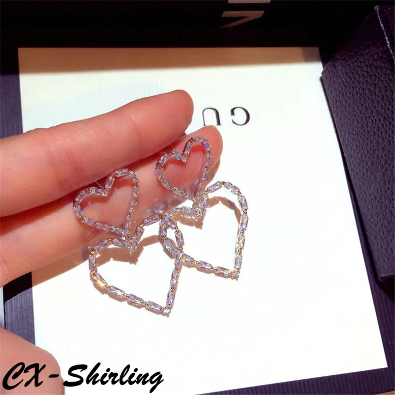 CX-Shirling Women Double Heart Zircon Earring Fine Quality Anti-Allergy Earrings Full Rhinestone Gold&White Copper Earrings
CX-Shirling Women Double Heart Zircon Earring Fine Quality Anti-Allergy Earrings Full Rhinestone Gold&White Copper Earrings