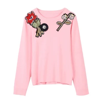 Runway 2018 New Autumn Sweet Pullover Luxury Handmade Beading Diamonds Flower Casual Knitted Sweater Women Chic
Runway 2018 New Autumn Sweet Pullover Luxury Handmade Beading Diamonds Flower Casual Knitted Sweater Women Chic