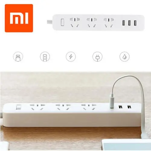 

Original Xiaomi Mi Power Socket Portable Strip AU Plug Adapter with 3 USB Port 3 AC Outlets charger for iPhone xiaomi Smart Home