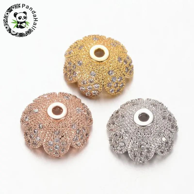 Environmental More-Petal Flower Brass Micro Pave Cubic Zirconia Bead Caps, Lead Free&Nickel Free, Mix Color of Random,11x4.8mm,
Environmental More-Petal Flower Brass Micro Pave Cubic Zirconia Bead Caps, Lead Free&Nickel Free, Mix Color of Random,11x4.8mm,