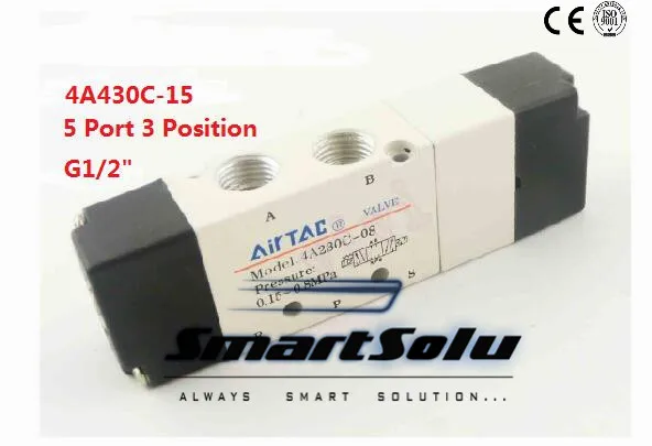 Free shipping 4A430C-15 3/8" BSPT 5 Port 3 Position Double Head Solenoid Air Valve Inner Piloted Acting g3/8
Free shipping 4A430C-15 3/8" BSPT 5 Port 3 Position Double Head Solenoid Air Valve Inner Piloted Acting g3/8
