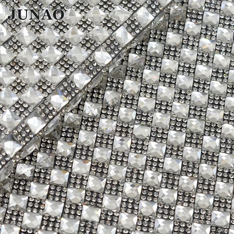 JUNAO 24*40cm Hotfix Clear Black 8mm Square Rhinestone Fabric Mesh Crystal Ribbon Trim Glass Applique DIY Clothes Jewelry Crafts
JUNAO 24*40cm Hotfix Clear Black 8mm Square Rhinestone Fabric Mesh Crystal Ribbon Trim Glass Applique DIY Clothes Jewelry Crafts