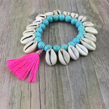 Fashion New Style Women's stone Beads Shell Bracelet with Tassel Alloy Pendant Bohemian Bracelets Female
Fashion New Style Women's stone Beads Shell Bracelet with Tassel Alloy Pendant Bohemian Bracelets Female