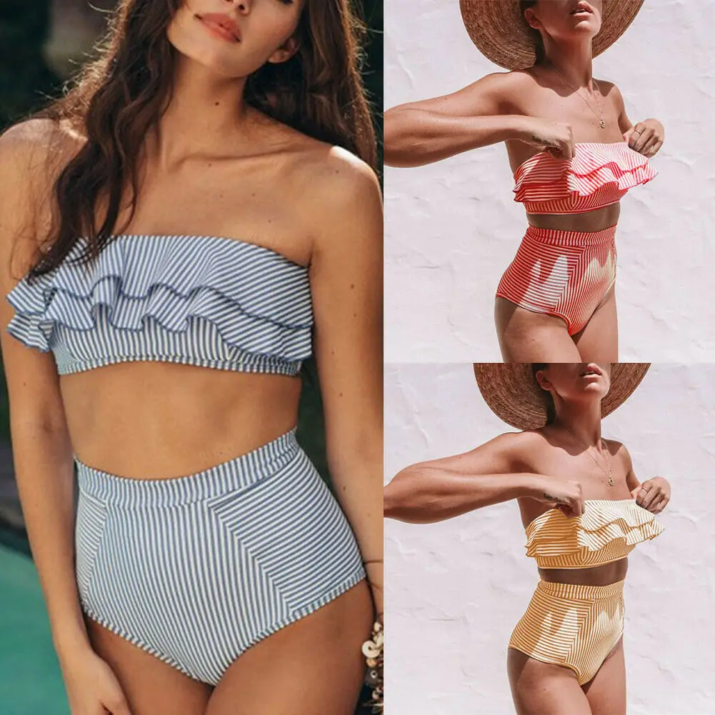 Women High Waist Bikini Set Swimwear Push-Up Padded Bra Off Shoulder Swimsuit Bathing Suit Ruffle Brazilian Biquini Beachwear
Women High Waist Bikini Set Swimwear Push-Up Padded Bra Off Shoulder Swimsuit Bathing Suit Ruffle Brazilian Biquini Beachwear