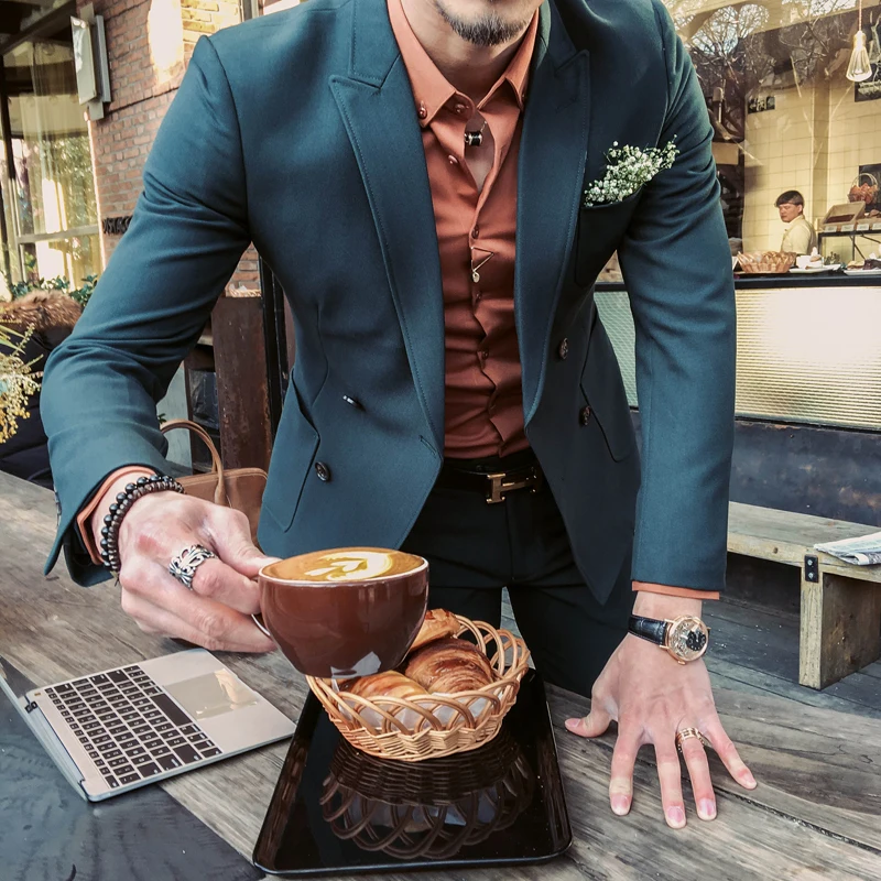 (Jacket+Pants)2pcs Elastic Fabric Suit with Male Temperament and Fitted Suit;Colour:Khaki,Black,Dark Green,Size:S~XXXL(46~56)
(Jacket+Pants)2pcs Elastic Fabric Suit with Male Temperament and Fitted Suit;Colour:Khaki,Black,Dark Green,Size:S~XXXL(46~56)