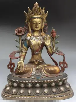 S01065 12" Tibet Buddhism Bronze Painting Seat Lotus White Tara Goddess Buddha Statue
S01065 12" Tibet Buddhism Bronze Painting Seat Lotus White Tara Goddess Buddha Statue