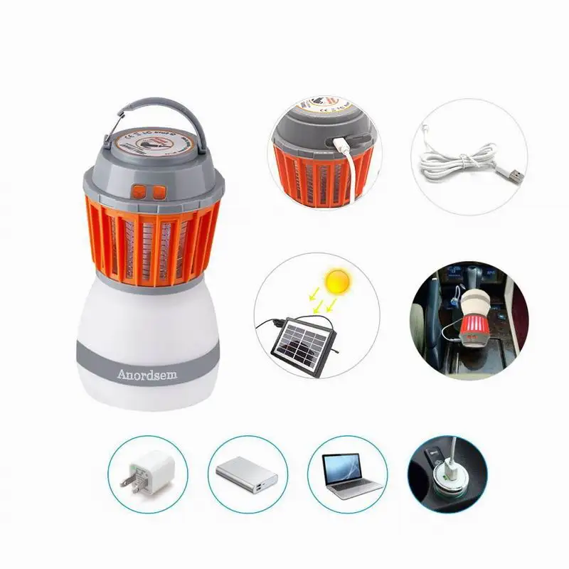 2-in-1 Portable LED Camping Light Mosquito Killer Lamp With Solar Panel USB Charging Outdoor Indoor Waterproof Pest Repeller (13)