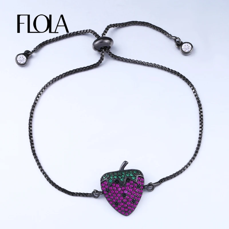 FLOLA Cute Black Zircon Adjustable Chain Bracelet Strawberry Snake Link Bracelet Charm Jewelry Pulseras Lucky Girls Gift brta33
FLOLA Cute Black Zircon Adjustable Chain Bracelet Strawberry Snake Link Bracelet Charm Jewelry Pulseras Lucky Girls Gift brta33