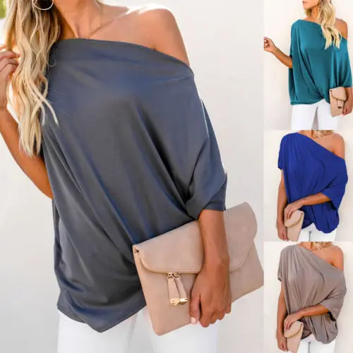 Women Off Shoulder Short Sleeve Loose Tops T-Shirt Loose Solid Top Tee Shirt Plus Size S-XXL
Women Off Shoulder Short Sleeve Loose Tops T-Shirt Loose Solid Top Tee Shirt Plus Size S-XXL
