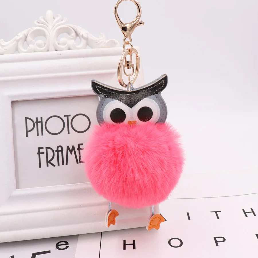 Cute Pompom Owl Keychain pom pom Key Chain Rabbit Fur Ball pompon Porte Clef Fluffy Leather Key Ring accessories Jewelry
Cute Pompom Owl Keychain pom pom Key Chain Rabbit Fur Ball pompon Porte Clef Fluffy Leather Key Ring accessories Jewelry