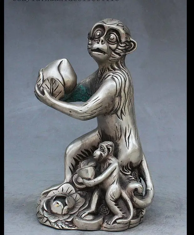 67111620+++8" China FengShui Silver Zodiac Year Monkey Hold Peach YuanBao Statue Sculpture
67111620+++8" China FengShui Silver Zodiac Year Monkey Hold Peach YuanBao Statue Sculpture