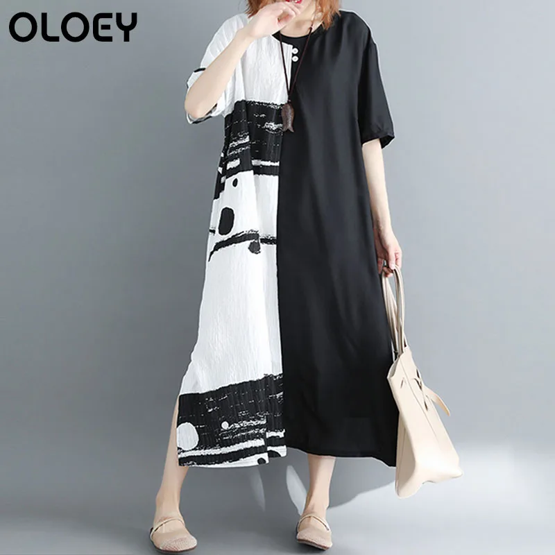 2019 Fashion Women Summer Dress Plus Size Elegant Black White Linen Long Dress Vintage Big Size Casual Loose Beach 4XL 5XL 6XL
2019 Fashion Women Summer Dress Plus Size Elegant Black White Linen Long Dress Vintage Big Size Casual Loose Beach 4XL 5XL 6XL