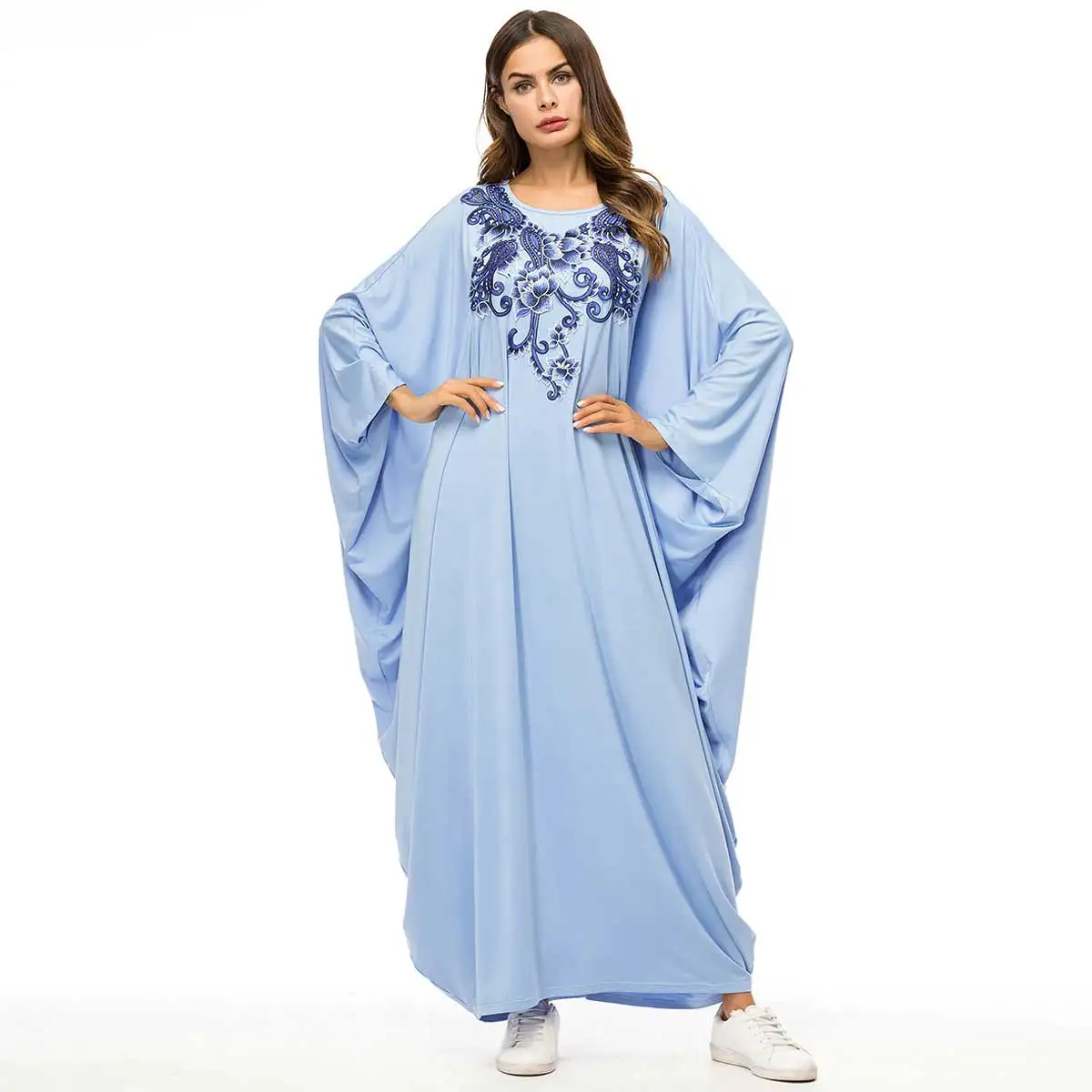 2019 Spring Autumn Bat Sleeve Dressing Gowns for Women Oversized Long Sleeve Embroidery Dress Casual Muslim Robes Blue VKDR1464
2019 Spring Autumn Bat Sleeve Dressing Gowns for Women Oversized Long Sleeve Embroidery Dress Casual Muslim Robes Blue VKDR1464