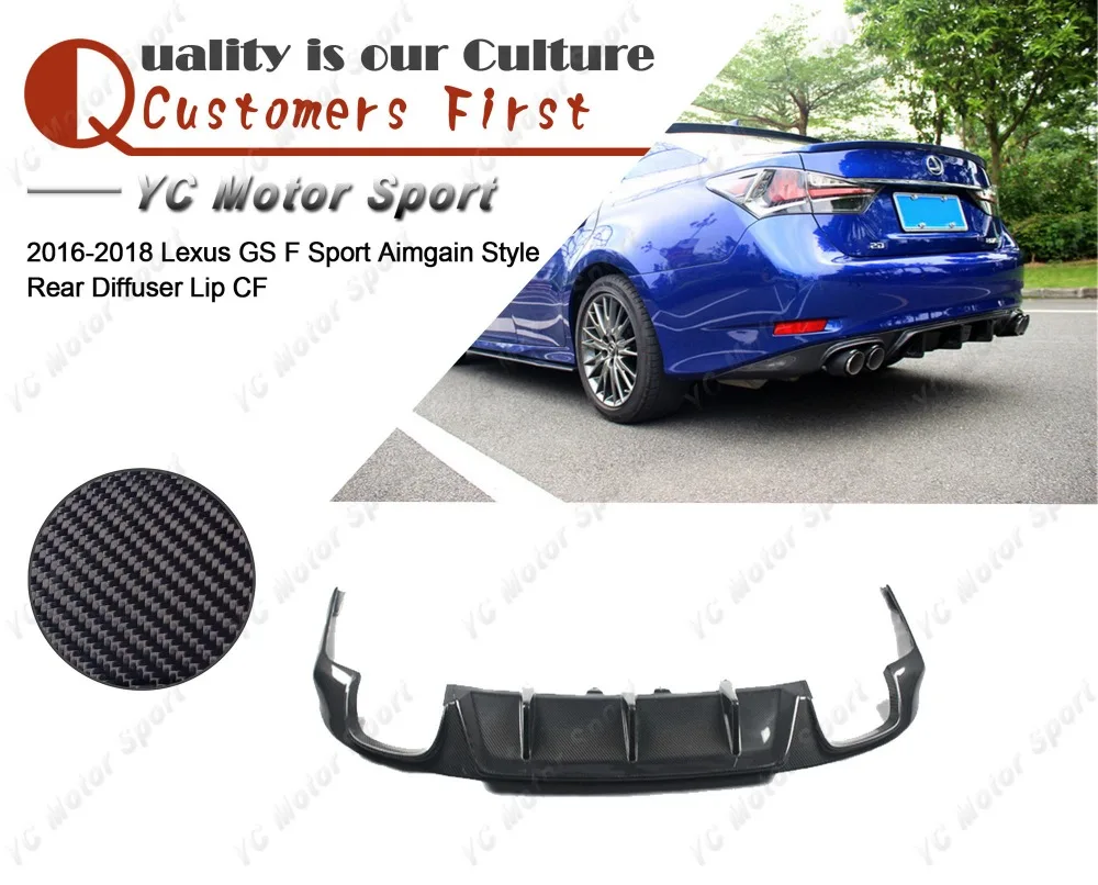 

Car Accessories Carbon Fiber AG Style Rear Diffuser with Muffler Tips Fit For 2016-2018 Lexus GS F Sport Rear Diffuser Lip