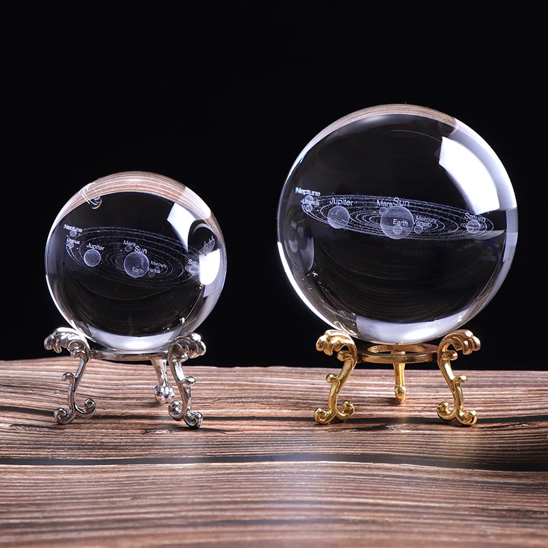 60MM Laser Engraved Solar System Ball Miniature Planets Model Sphere Glass Globe