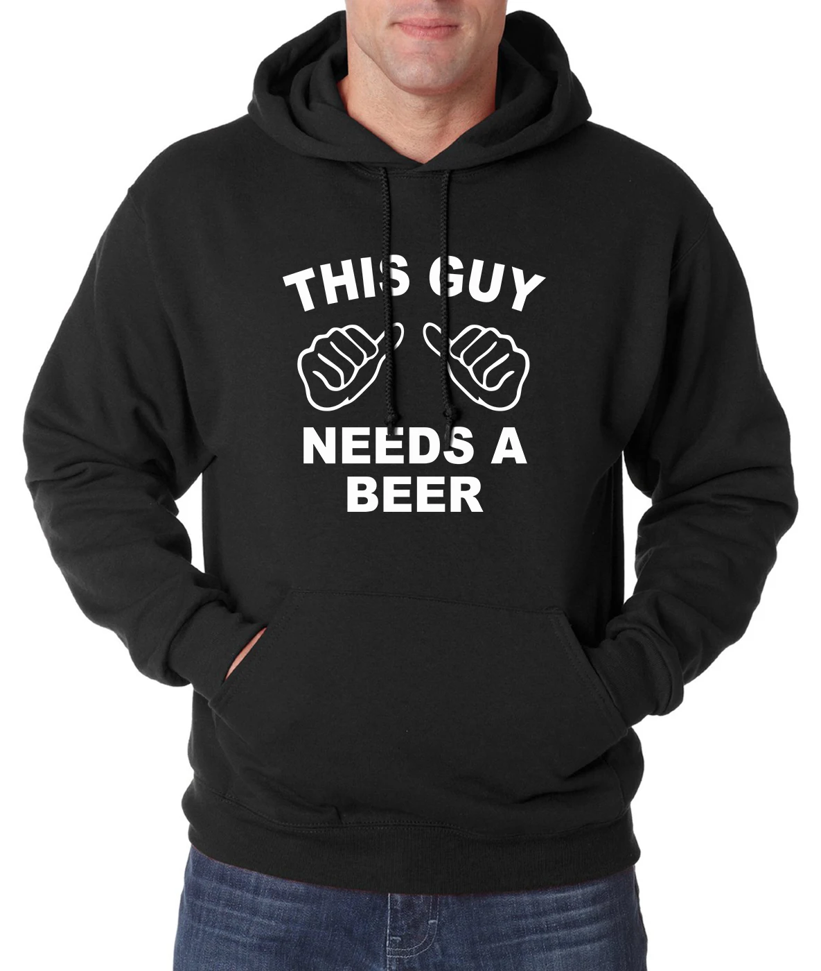 Мужская Флисовая Толстовка с капюшоном и надписью This Guy Need A Beer Повседневная