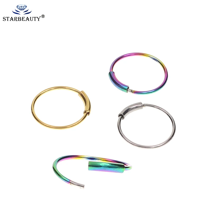 1PC 0.6*10mm 4 Color Nose Rings Tiny Nostril Septo Captive Ear Nose Hoop Piercings Clip on Helix Rings Body Jewelry
1PC 0.6*10mm 4 Color Nose Rings Tiny Nostril Septo Captive Ear Nose Hoop Piercings Clip on Helix Rings Body Jewelry