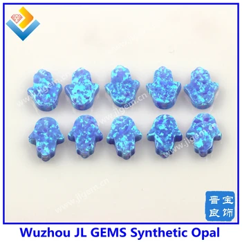 

(5pieces/lot)Free Shipping 8*10mm Synthetic High Quality Baby Blue opal hamsa Hand Shape Opal With Wholesale Price