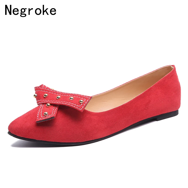 Sexy Rivet Bowknot Casual Shoes Women Shallow Ballet Flats 2019 New Pointed Toe Slip On Loafers Suede Leather Women's Moccasins
Sexy Rivet Bowknot Casual Shoes Women Shallow Ballet Flats 2019 New Pointed Toe Slip On Loafers Suede Leather Women's Moccasins