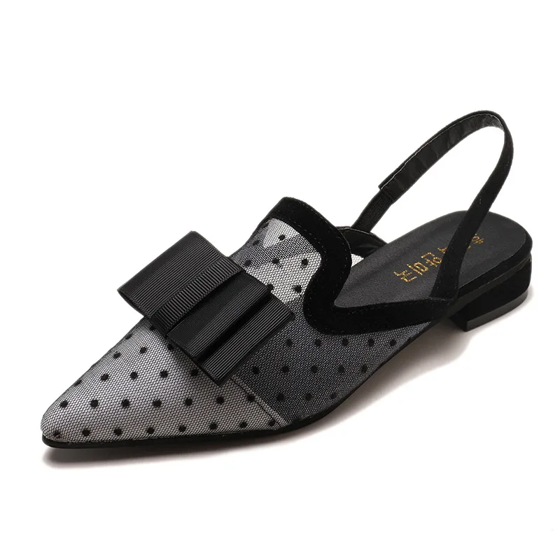 Sandals female pointed bow mesh Lace breathable thick Heels thin casual flat Non-slip women's shoes manufacturers
Sandals female pointed bow mesh Lace breathable thick Heels thin casual flat Non-slip women's shoes manufacturers