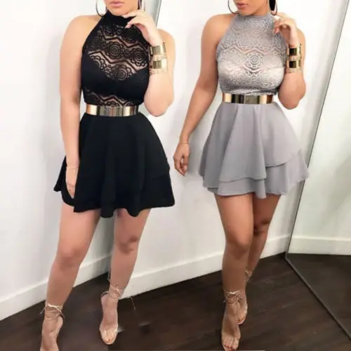 Sexy Lace Patchwork Mini Dress Women Bandage Bodycon Sleeveless Evening Party Club A Line Dresses Black Gray
Sexy Lace Patchwork Mini Dress Women Bandage Bodycon Sleeveless Evening Party Club A Line Dresses Black Gray