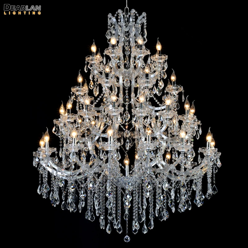 

Large Maria Theresa Chandelier 49 Lights Luxurious Clear Crystal Hanging drop lamp de cristal lamparas for Hotel Project Foyer