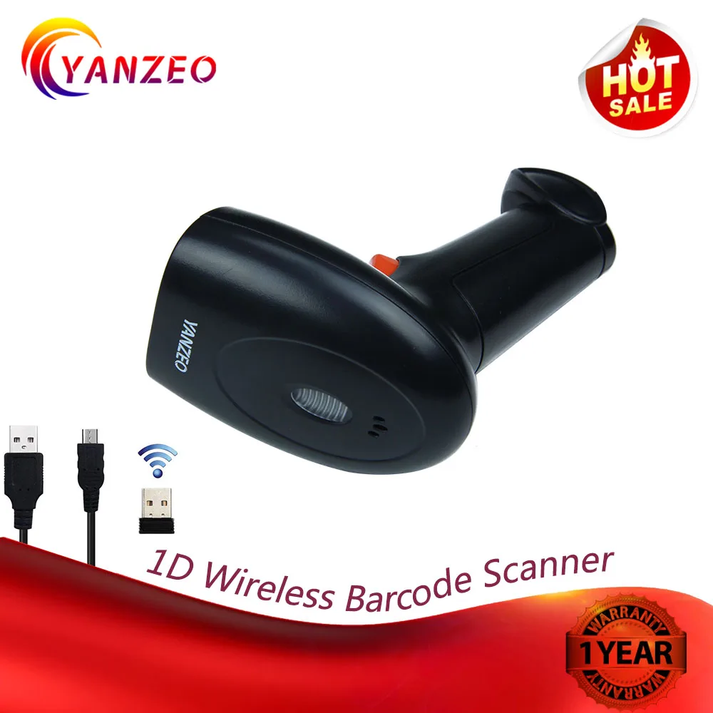 

Yanzeo L1010 Wireless 2.4G Handheld 1D Laser Barcode Scanner USB 2.4G Laser Bar Code Reader For POS System Warranty 12 Months