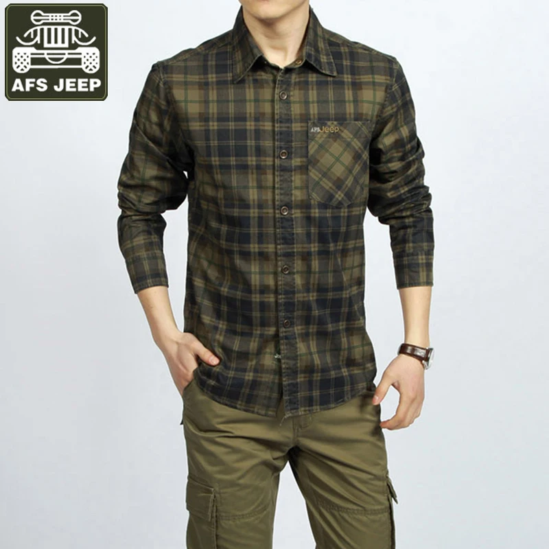 AFS JEEP Brand Shirt Men Shirt Army Military Plaid 100% Cotton Long Sleeves Shirts Plus Size 3XL Camisa Masculina Casual Shirts
AFS JEEP Brand Shirt Men Shirt Army Military Plaid 100% Cotton Long Sleeves Shirts Plus Size 3XL Camisa Masculina Casual Shirts