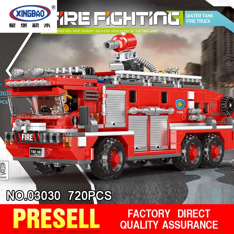 XINGBAO 03030 City Toys Series The Water Tank Fire Truck Set Blocks Bricks Building Educational Toys Model Gifts Funny DIY
XINGBAO 03030 City Toys Series The Water Tank Fire Truck Set Blocks Bricks Building Educational Toys Model Gifts Funny DIY
