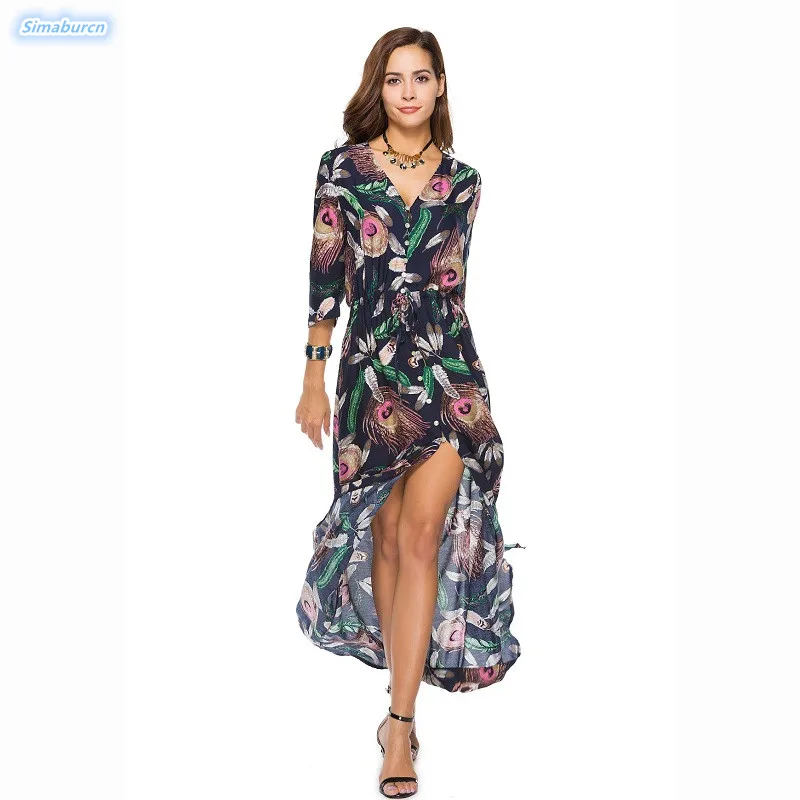 2019 Summer Autumn Loose Dress Women Sexy V-Neck Beach Long Dresses Ladies Printed Multicolor Bohemian Dresses Vestidos 3XL
2019 Summer Autumn Loose Dress Women Sexy V-Neck Beach Long Dresses Ladies Printed Multicolor Bohemian Dresses Vestidos 3XL