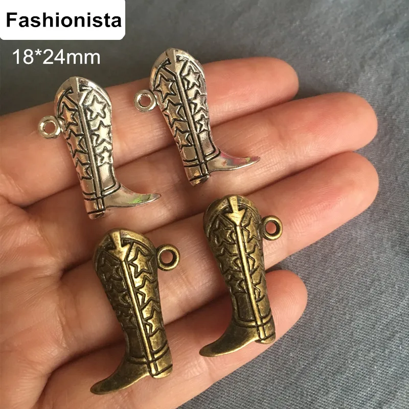 60 Pcs Antique Bronze/Antique Silver 3D Cowboy Boot Charm Pendant for Jewelry Making DIY Handmade Craft 18*24mm Double Sided
60 Pcs Antique Bronze/Antique Silver 3D Cowboy Boot Charm Pendant for Jewelry Making DIY Handmade Craft 18*24mm Double Sided
