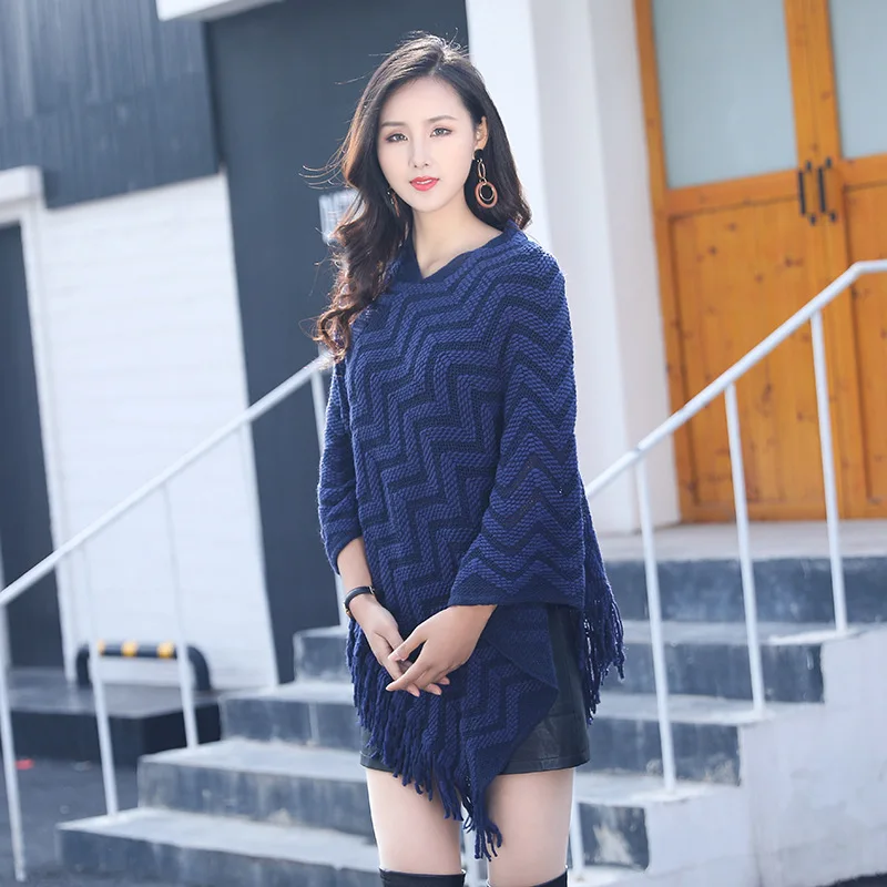 Women's Tassel Wave Striped Ponchos and Capes Quality Wool Fabric Thick Knitted Warm Fashional Cashmere Pashminas Scarves Shawls
Women's Tassel Wave Striped Ponchos and Capes Quality Wool Fabric Thick Knitted Warm Fashional Cashmere Pashminas Scarves Shawls