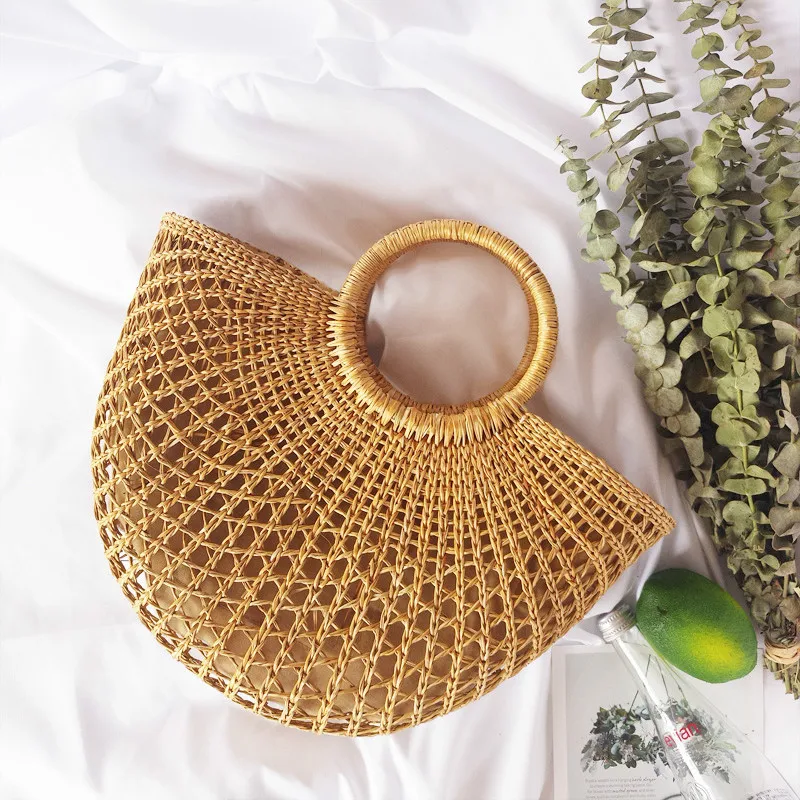 Summer New Beach Bag for Women Fashion Designer Half Round Straw Handbag Luxury Top Handle Tote Bag Rattan Large Moon Hand Bag
Summer New Beach Bag for Women Fashion Designer Half Round Straw Handbag Luxury Top Handle Tote Bag Rattan Large Moon Hand Bag
