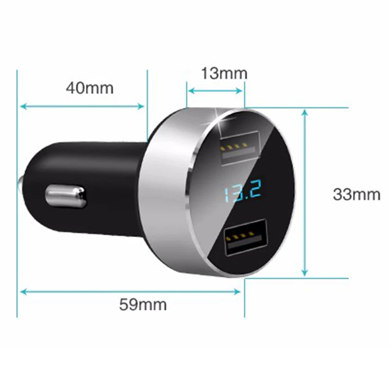 JX-LCLYL Dual USB DC 5V 3.1A Car Charger Adapter Voltmeter For iPhone Samsung Blue