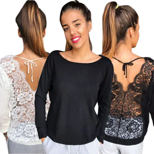 Fashion Summer Women Casual Cotton Long Sleeve Ladies Shirt Loose Tops Blouse Sexy Lace Womens Ladies Solid Blosues Backless
Fashion Summer Women Casual Cotton Long Sleeve Ladies Shirt Loose Tops Blouse Sexy Lace Womens Ladies Solid Blosues Backless