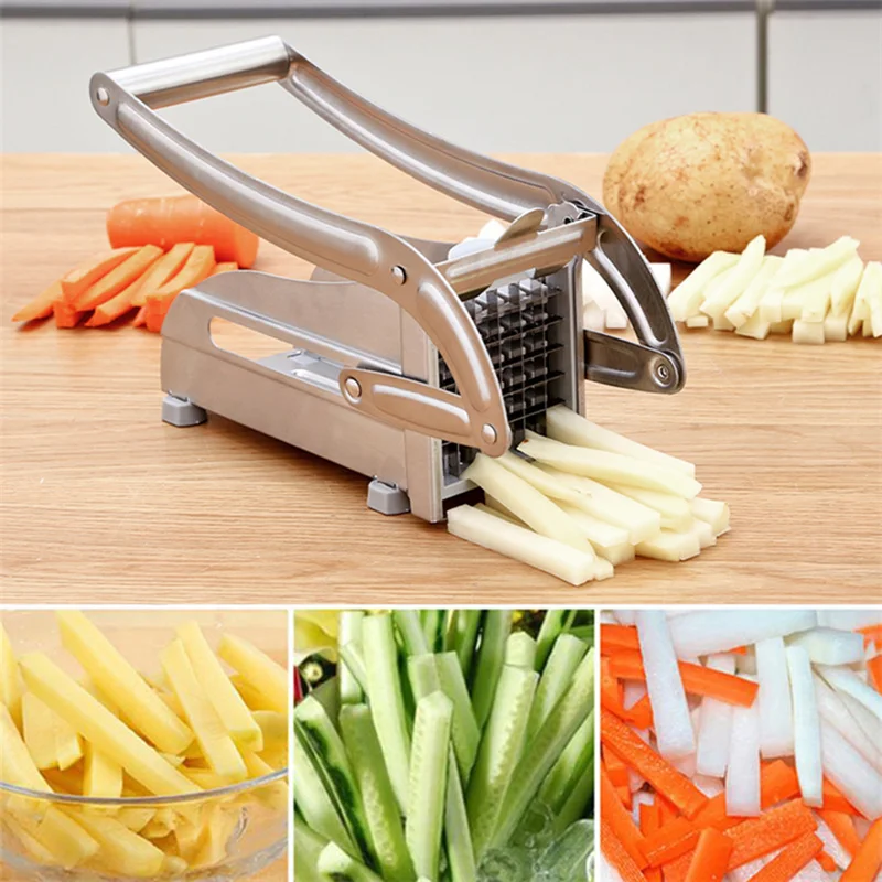 1Set Kitchen French Fry Cutter with 2 Blades Stainless Steel Potato Slicer Cutter Chopper Potato Cucumber Carrot Chipper
1Set Kitchen French Fry Cutter with 2 Blades Stainless Steel Potato Slicer Cutter Chopper Potato Cucumber Carrot Chipper