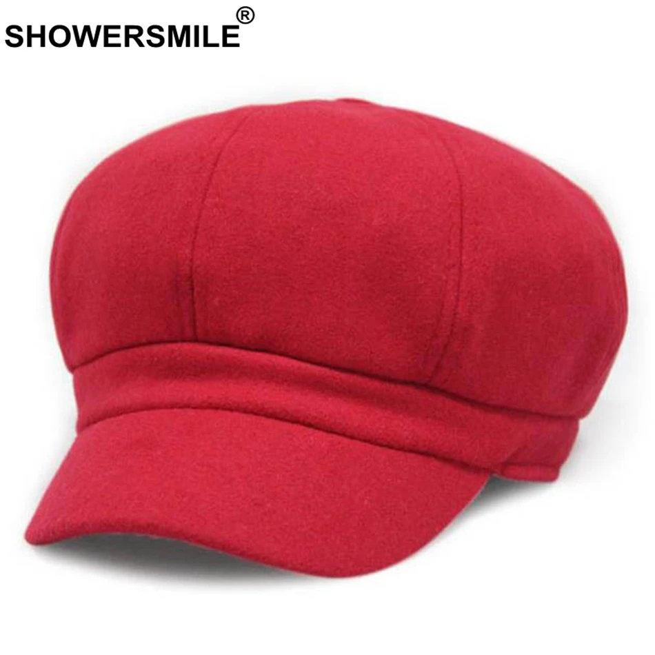 SHOWERSMILE Red Wool Newsboy Caps Women Warm Vintage Octagonal Hat Female British Style Painter Cap Autumn Winter Flat Caps New
SHOWERSMILE Red Wool Newsboy Caps Women Warm Vintage Octagonal Hat Female British Style Painter Cap Autumn Winter Flat Caps New