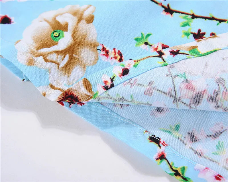 Kostlish Floral Print Summer Sundress 2017 Short Sleeve Belt Tunic Vintage Dress Women Elegant Swing Rockabilly Party Dresses (40)