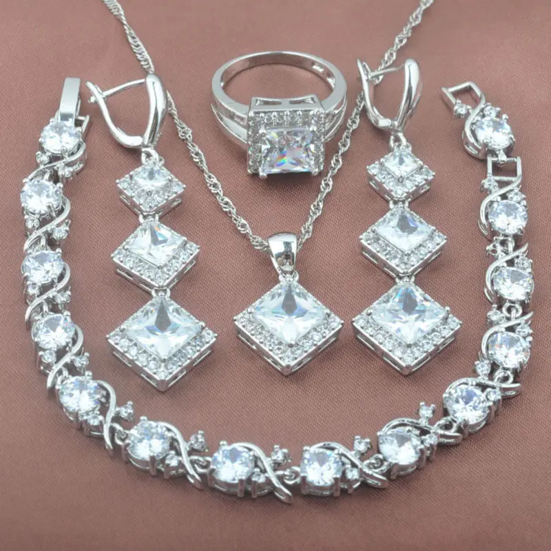 New White Zirconia 925 Sterling Silver Women's Jewelry Sets Bracelet Necklace Pendant Earrings Ring YZ0203
New White Zirconia 925 Sterling Silver Women's Jewelry Sets Bracelet Necklace Pendant Earrings Ring YZ0203