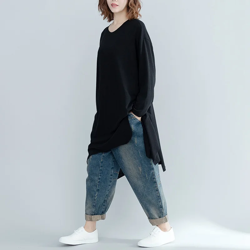 Women Long T-Shirt Black Plus Size T Shirts For Women Long Sleeve O-neck Ladies Solid Color Tops T Shirt Women
Women Long T-Shirt Black Plus Size T Shirts For Women Long Sleeve O-neck Ladies Solid Color Tops T Shirt Women