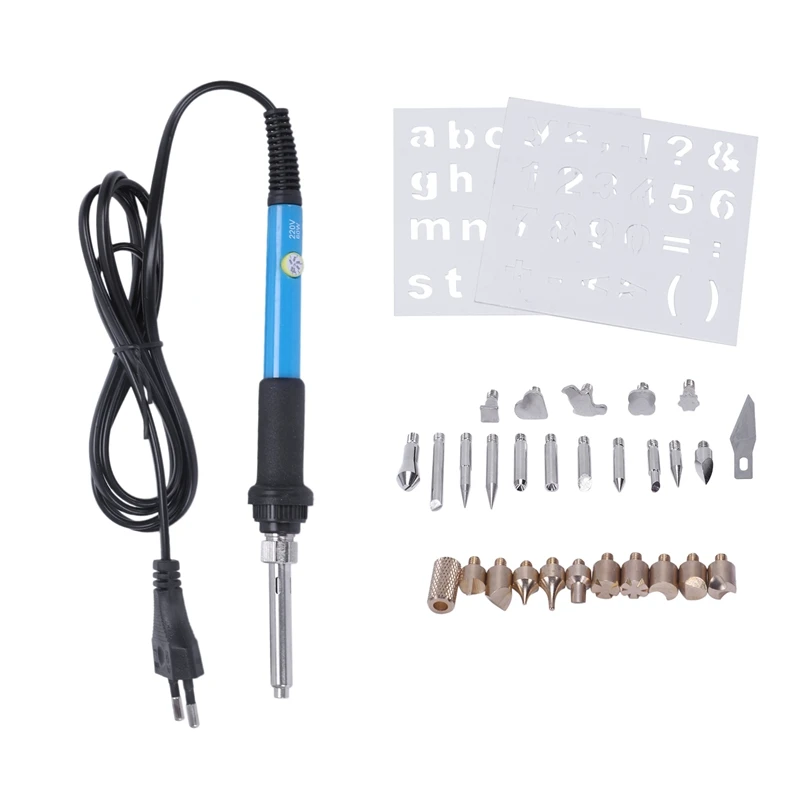 Eu Plug,60W 220V 28Pcs Electric Soldering Iron Temp Adjust Wood Embossing Burning Carving Pyrography Engrave Tool Kit +Solder
Eu Plug,60W 220V 28Pcs Electric Soldering Iron Temp Adjust Wood Embossing Burning Carving Pyrography Engrave Tool Kit +Solder