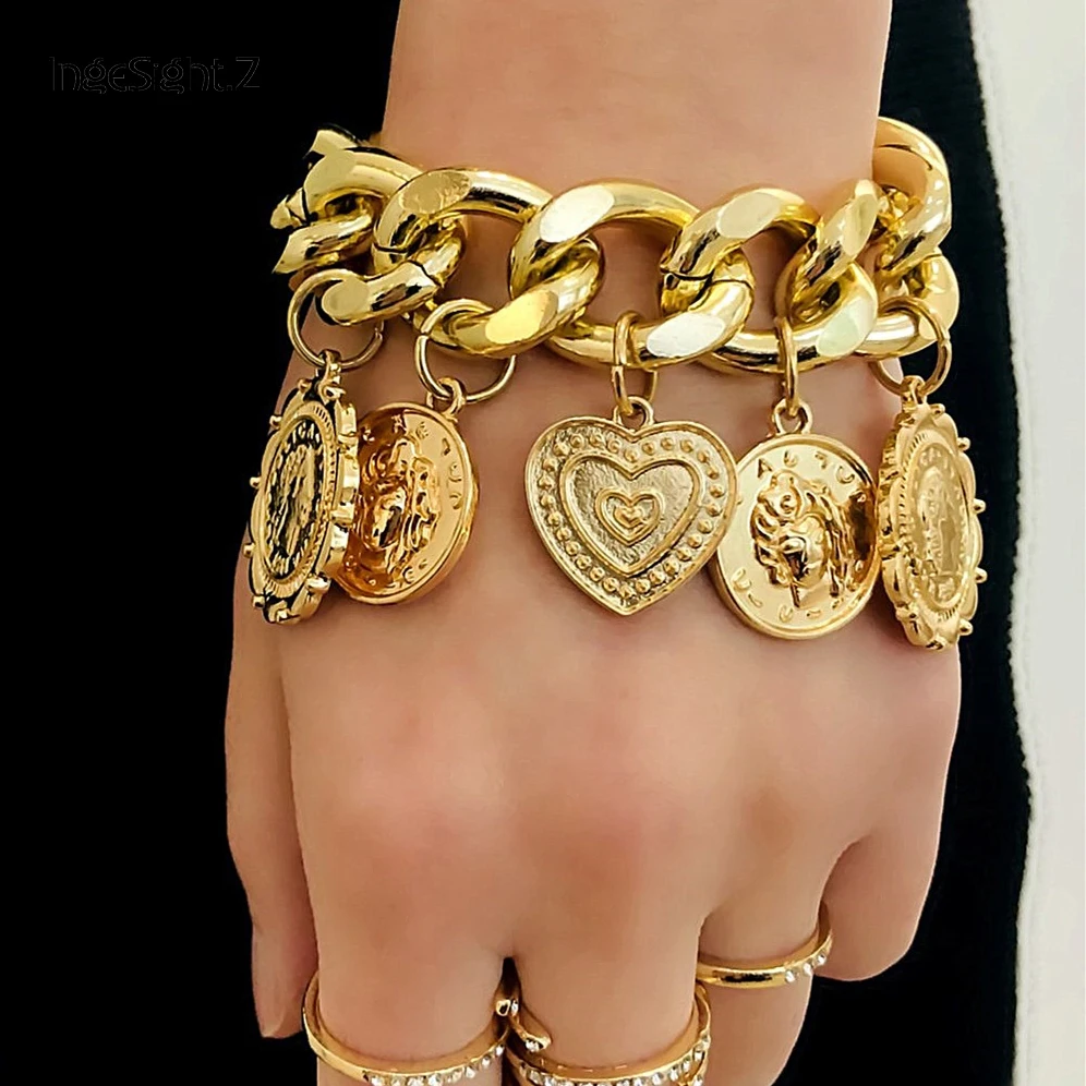 IngeSight.Z Vintage Carved Coin Love Heart Bracelets Bangles Charm Heavy Metal Multiple Pendants Bracelets for Women Jewelry
IngeSight.Z Vintage Carved Coin Love Heart Bracelets Bangles Charm Heavy Metal Multiple Pendants Bracelets for Women Jewelry