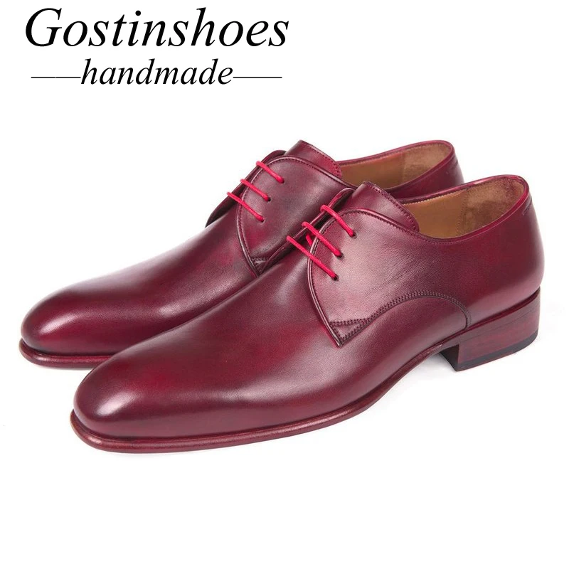 GOSTINSHOES HANDMADE Goodyear Welted Men Derby Shoes Red Leather Lace-up Pointed Toe Party Wedding Dress Shoes SCZ038
GOSTINSHOES HANDMADE Goodyear Welted Men Derby Shoes Red Leather Lace-up Pointed Toe Party Wedding Dress Shoes SCZ038