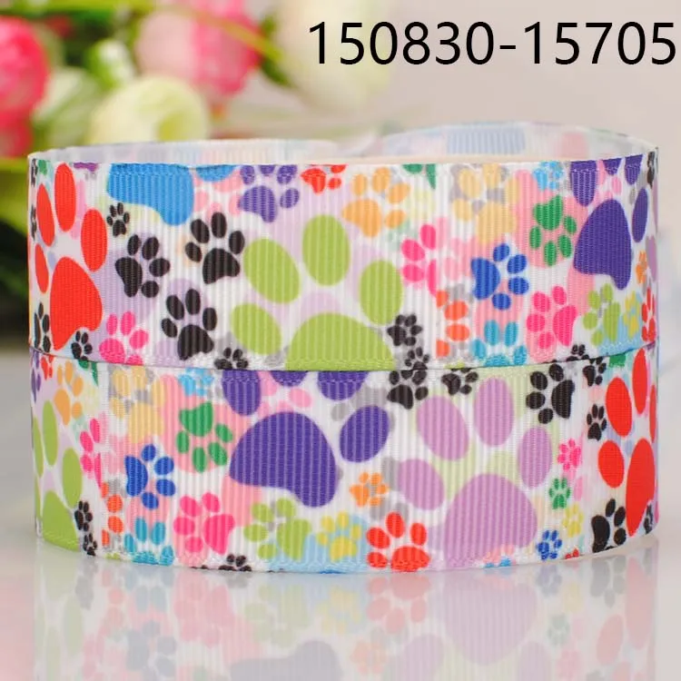 

50 yards 7/8 " 22 mm fantastic dog paw pattern print grosgrain tape cartoon ribbon