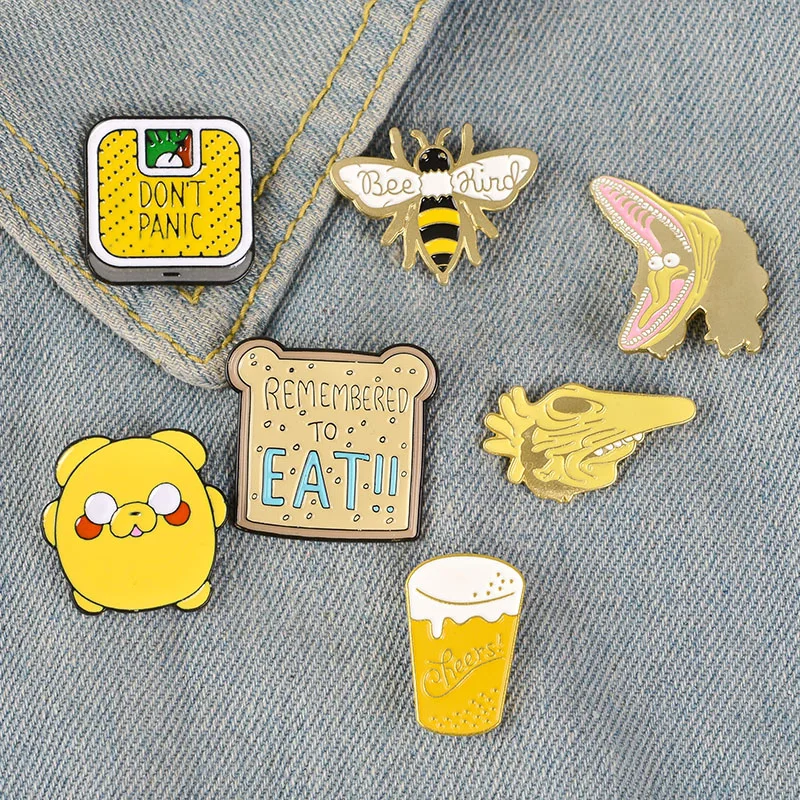 Cheers ! Yellow Enamel Pins Collection Don't Panic Bee Kind Adventure Brooch Pin Metal Badge Clothing jewelry Lapel Pin
Cheers ! Yellow Enamel Pins Collection Don't Panic Bee Kind Adventure Brooch Pin Metal Badge Clothing jewelry Lapel Pin