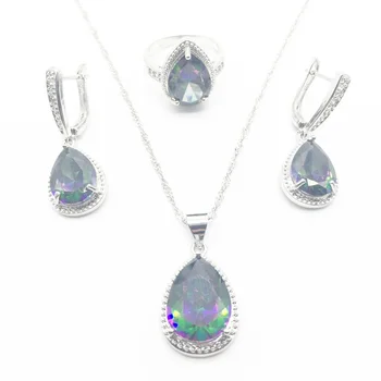 Women's Rainbow Stone Zircon 925 Sterling Silver Jewelry Sets Necklace Pendant Earrings Rings Free Shipping
Women's Rainbow Stone Zircon 925 Sterling Silver Jewelry Sets Necklace Pendant Earrings Rings Free Shipping