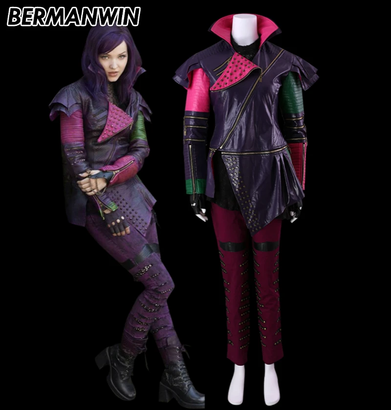 

BERMANWIN High Quality Descendants Maleficent Daughter Mal Costume Full Set Halloween Cosplay Costume for adult women