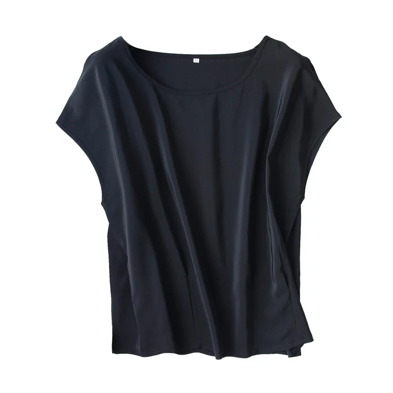 Women Summer Silk Blouse O neck Short sleeve office OL casual natural silk blouses black real silk basic summer shirt tops
Women Summer Silk Blouse O neck Short sleeve office OL casual natural silk blouses black real silk basic summer shirt tops