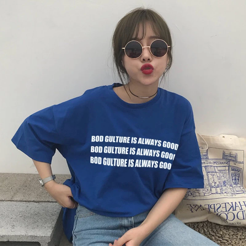 Letter Printed Simple Vintage blue t shirt Fashion College Wind Streetwear Casual 2019 Summer loose Short Sleeve Female T-shirts
Letter Printed Simple Vintage blue t shirt Fashion College Wind Streetwear Casual 2019 Summer loose Short Sleeve Female T-shirts